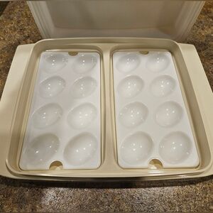 Vintage TUPPERWARE Deviled Egg Keeper Carrier Tray with 2 Egg Holders + Lid